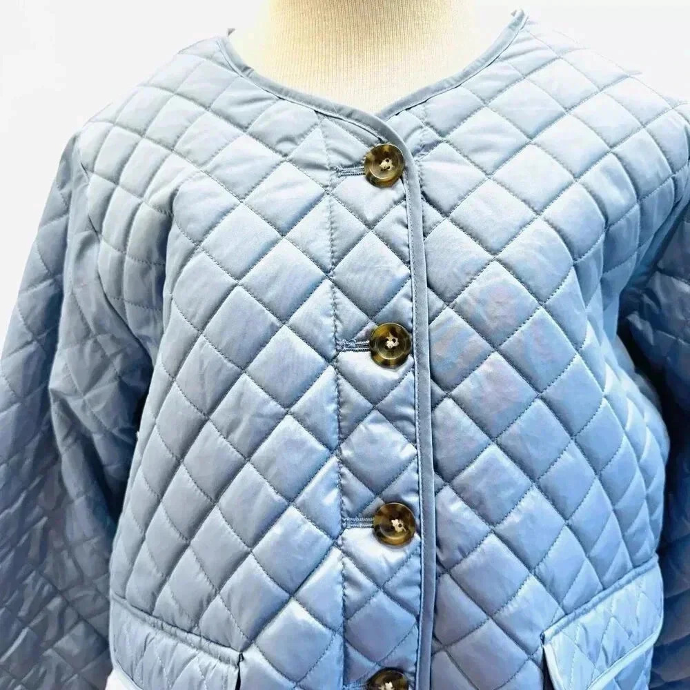 NWT CROFT&BARROW Women Button Down Quilted Blue Jacket Lightweight Size PXXL - Picture 4 of 14
